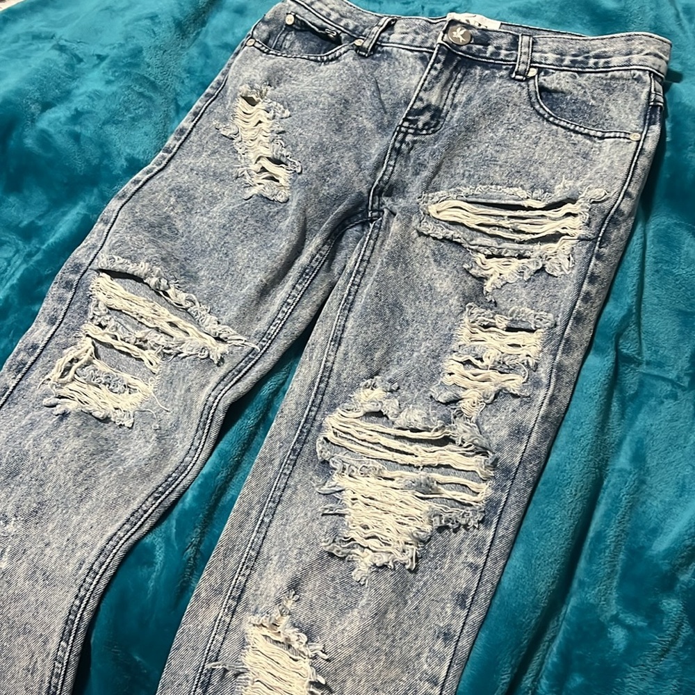 Acid wash distressed medium blue One Teaspoon - Awesome Baggies